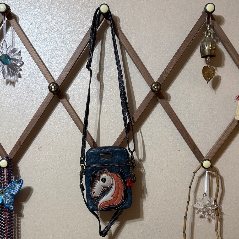 Chala Blue and Brown Horse Crossbody Bag - Picture 2 of 7